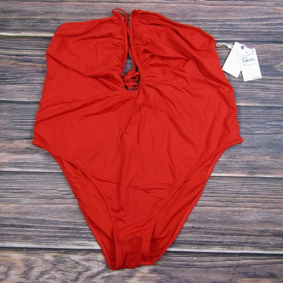 Good American NEW 4XL Size 7 Red Leilani One Piece Swimsuit Beach Summer Keyhole - Picture 3 of 11